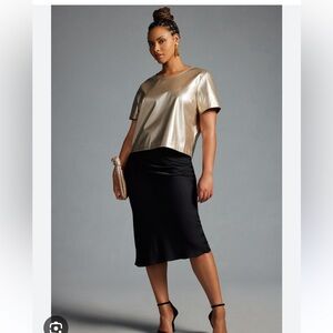 Anthropologie porridge faux leather shirt gold xs